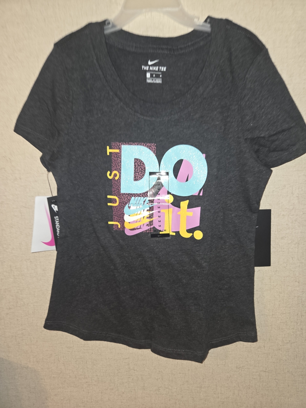 Nike Kids' 'Just Do It.' Graphic T-Shirt - Charcoal Medium